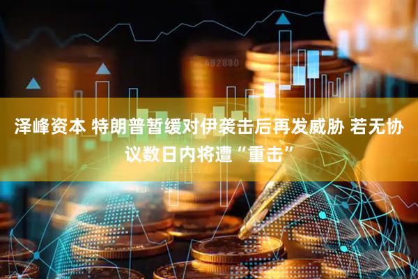 泽峰资本 特朗普暂缓对伊袭击后再发威胁 若无协议数日内将遭“重击”