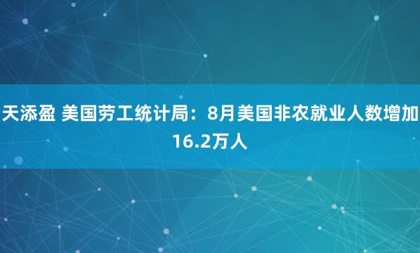 天添盈 美国劳工统计局：8月美国非农就业人数增加16.2万人